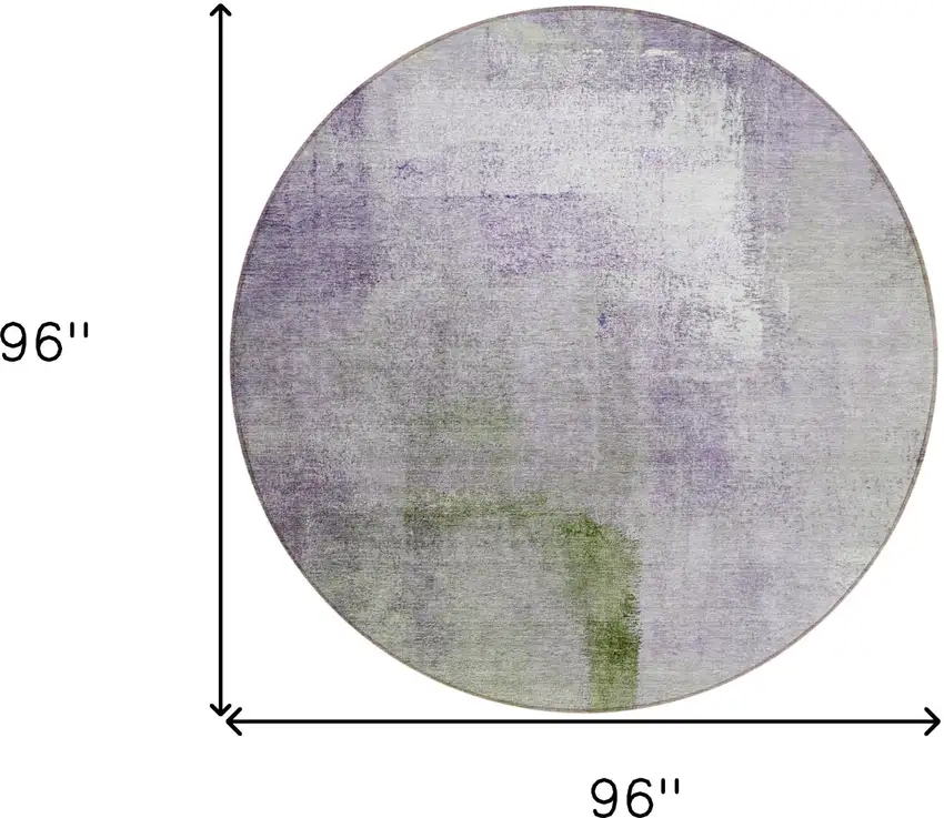 8' Purple Lavender And Green Round Abstract Washable Indoor Outdoor Area Rug Photo 3