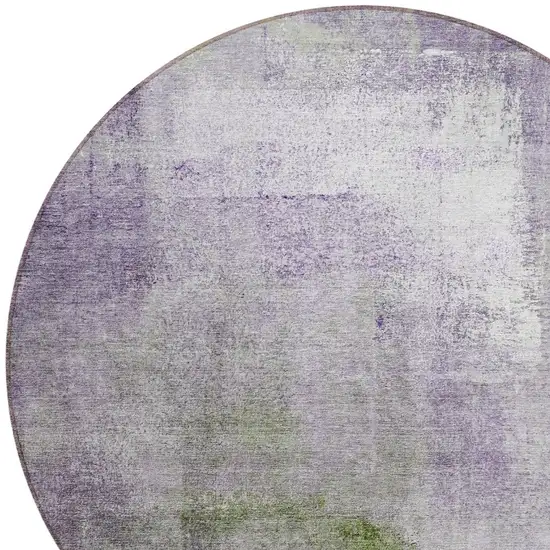 8' Purple Lavender And Green Round Abstract Washable Indoor Outdoor Area Rug Photo 4