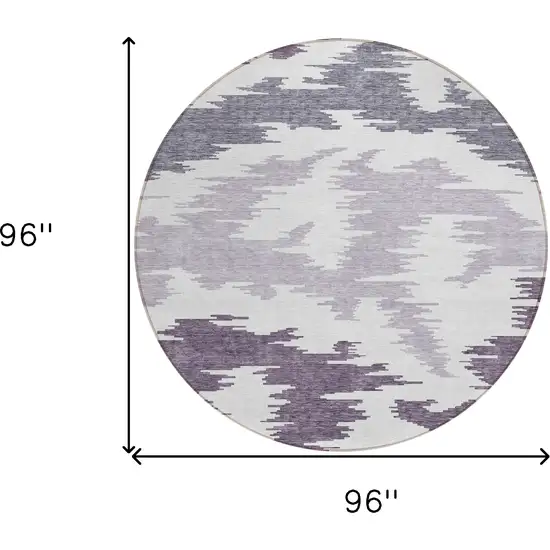 8' Purple Lavender And Ivory Round Abstract Washable Indoor Outdoor Area Rug Photo 3