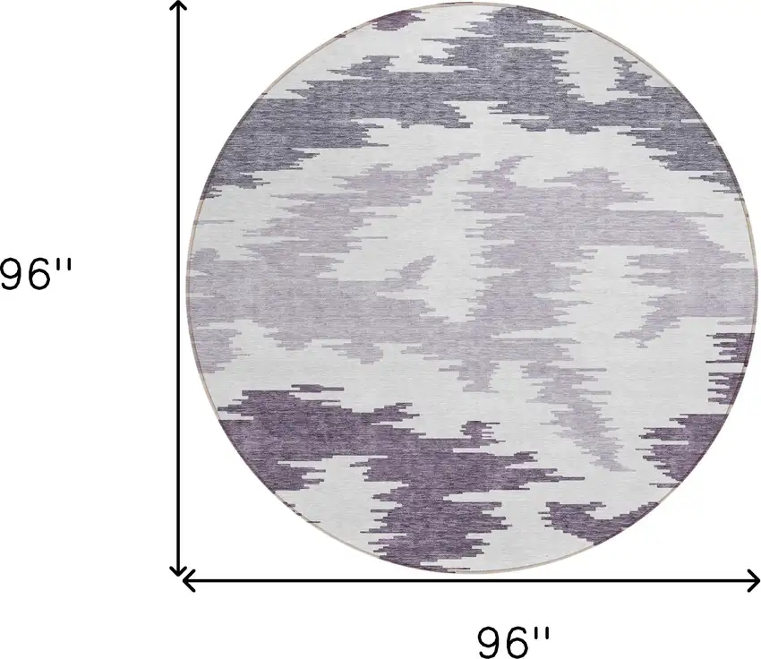 8' Purple Lavender And Ivory Round Abstract Washable Indoor Outdoor Area Rug Photo 3