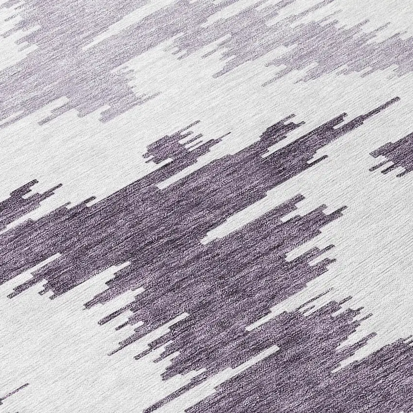 8' Purple Lavender And Ivory Round Abstract Washable Indoor Outdoor Area Rug Photo 8