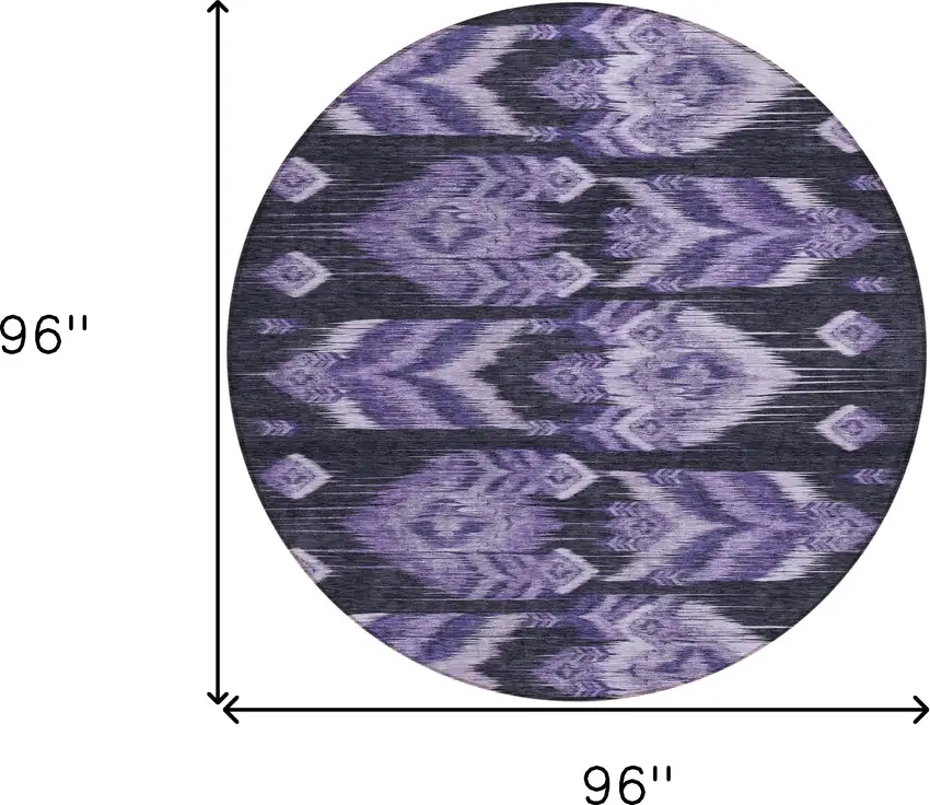 8' Purple Lavender And Plum Round Southwestern Washable Indoor Outdoor Area Rug Photo 3