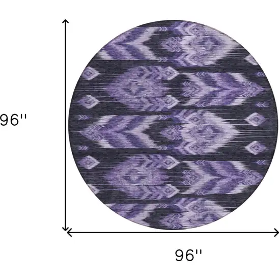 8' Purple Lavender And Plum Round Southwestern Washable Indoor Outdoor Area Rug Photo 3