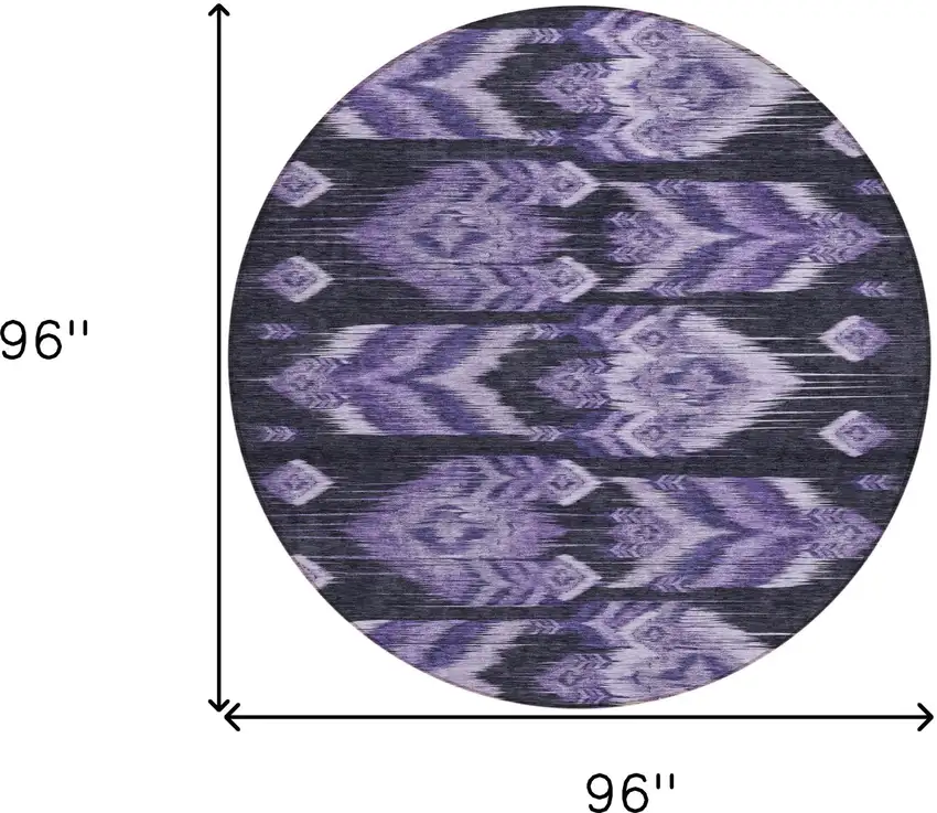 8' Purple Lavender And Plum Round Southwestern Washable Indoor Outdoor Area Rug Photo 3