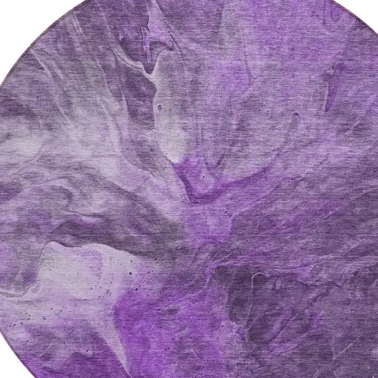 8' Purple Lilac And Eggplant Round Abstract Washable Indoor Outdoor Area Rug Photo 4