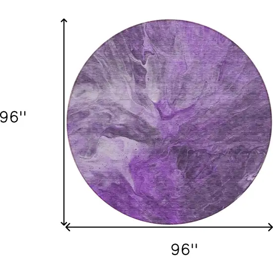 8' Purple Lilac And Eggplant Round Abstract Washable Indoor Outdoor Area Rug Photo 8