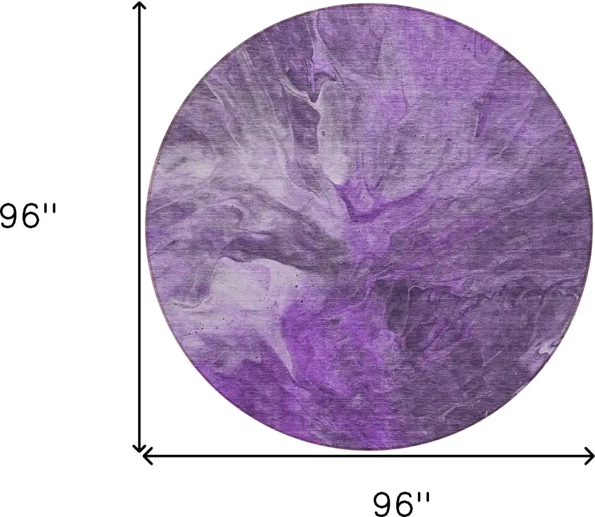 8' Purple Lilac And Eggplant Round Abstract Washable Indoor Outdoor Area Rug Photo 8