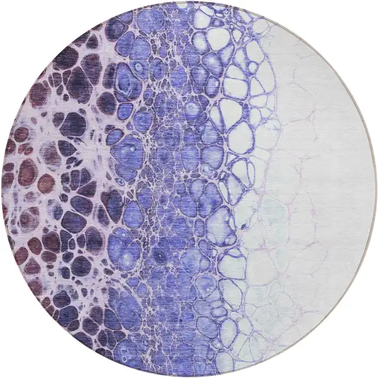 8' Purple Lilac And Eggplant Round Abstract Washable Indoor Outdoor Area Rug Photo 1