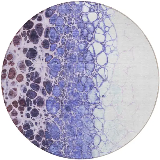 8' Purple Lilac And Eggplant Round Abstract Washable Indoor Outdoor Area Rug Photo 1