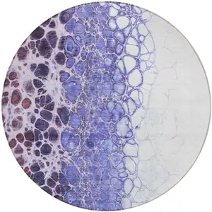 Photo of 8' Purple Lilac And Eggplant Round Abstract Washable Indoor Outdoor Area Rug