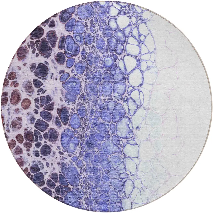 8' Purple Lilac And Eggplant Round Abstract Washable Indoor Outdoor Area Rug Photo 1