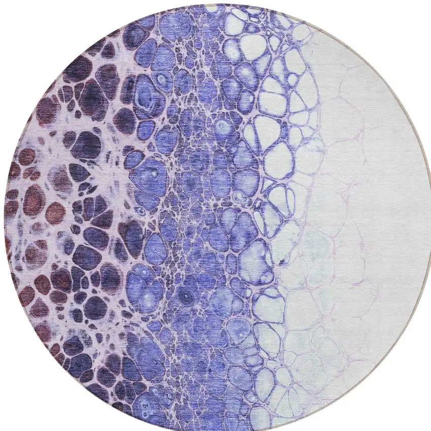 8' Purple Lilac And Eggplant Round Abstract Washable Indoor Outdoor Area Rug Photo 6