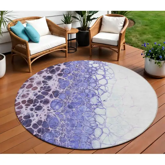 8' Purple Lilac And Eggplant Round Abstract Washable Indoor Outdoor Area Rug Photo 1