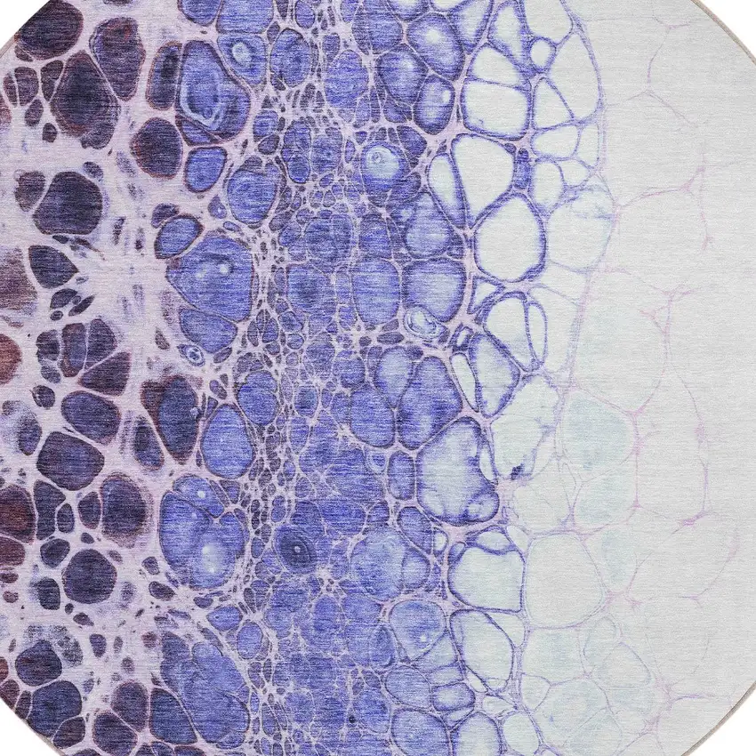 8' Purple Lilac And Eggplant Round Abstract Washable Indoor Outdoor Area Rug Photo 5