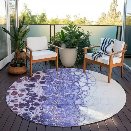 8' Purple Lilac And Eggplant Round Abstract Washable Indoor Outdoor Area Rug Photo 7