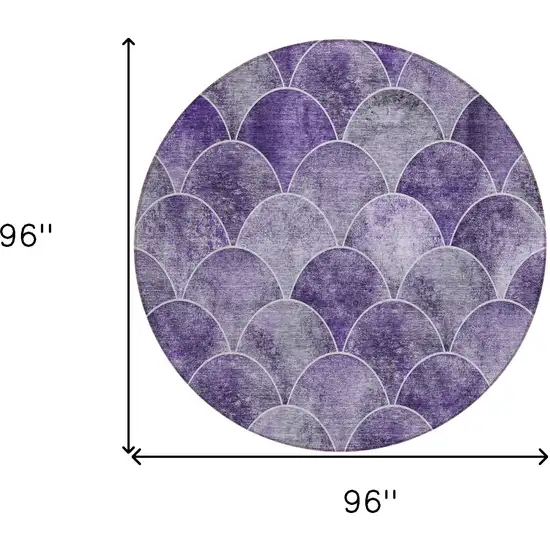 8' Purple Lilac And Lavender Round Abstract Washable Indoor Outdoor Area Rug Photo 3