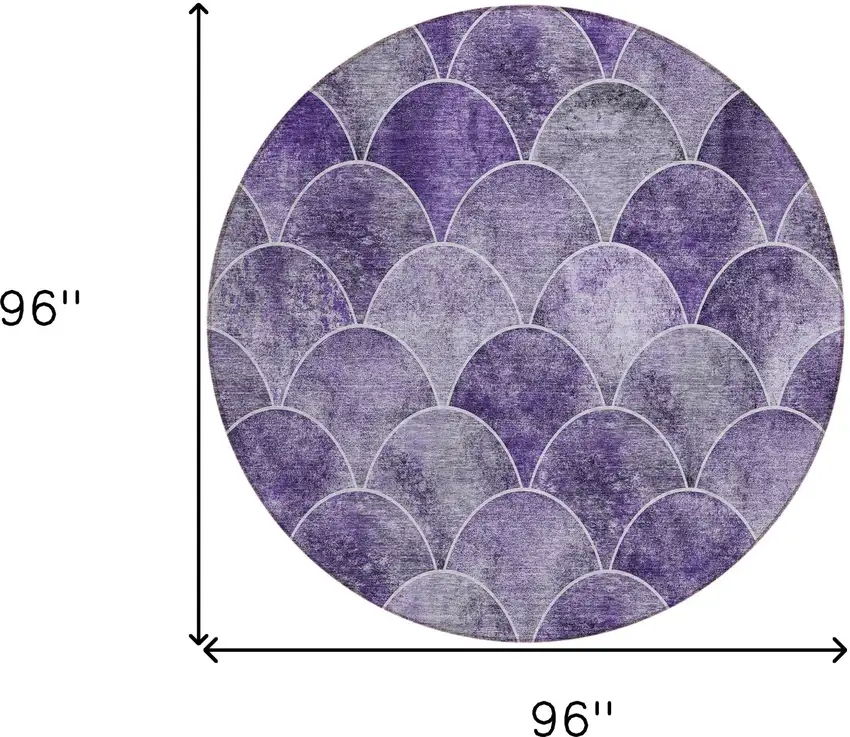 8' Purple Lilac And Lavender Round Abstract Washable Indoor Outdoor Area Rug Photo 3
