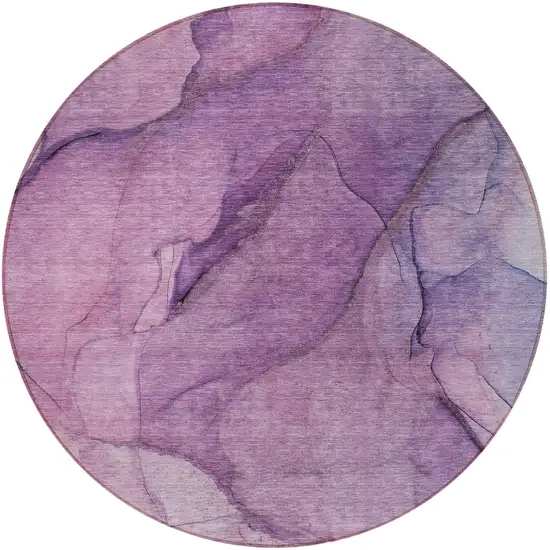 8' Purple Lilac And Lavender Round Abstract Washable Indoor Outdoor Area Rug Photo 5