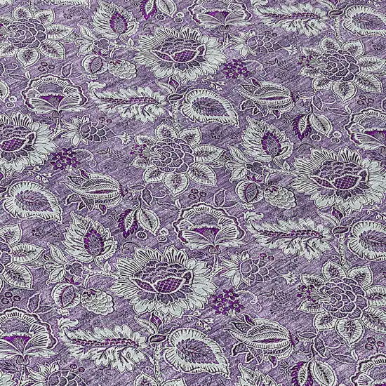 8' Purple Lilac And Lavender Round Floral Washable Indoor Outdoor Area Rug Photo 8