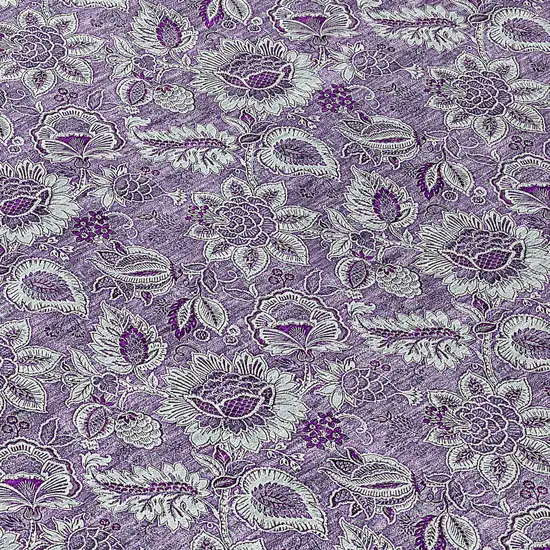 8' Purple Lilac And Lavender Round Floral Washable Indoor Outdoor Area Rug Photo 8