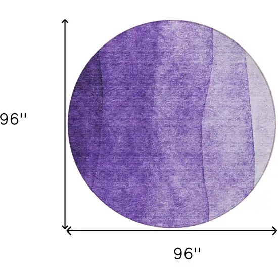 8' Purple Lilac And Lavender Round Ombre Washable Indoor Outdoor Area Rug Photo 7