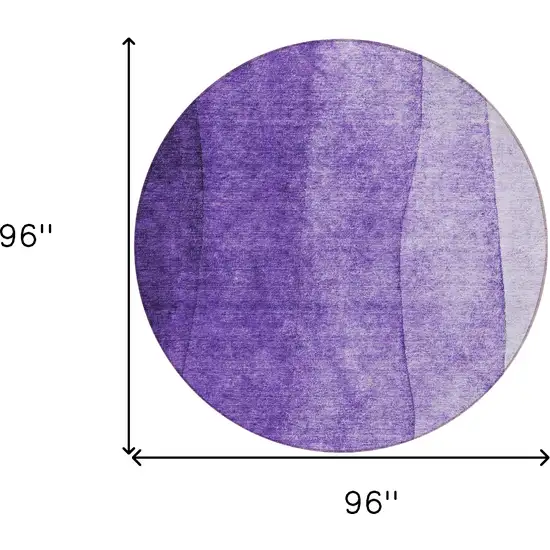 8' Purple Lilac And Lavender Round Ombre Washable Indoor Outdoor Area Rug Photo 7
