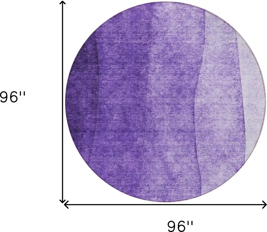 8' Purple Lilac And Lavender Round Ombre Washable Indoor Outdoor Area Rug Photo 7