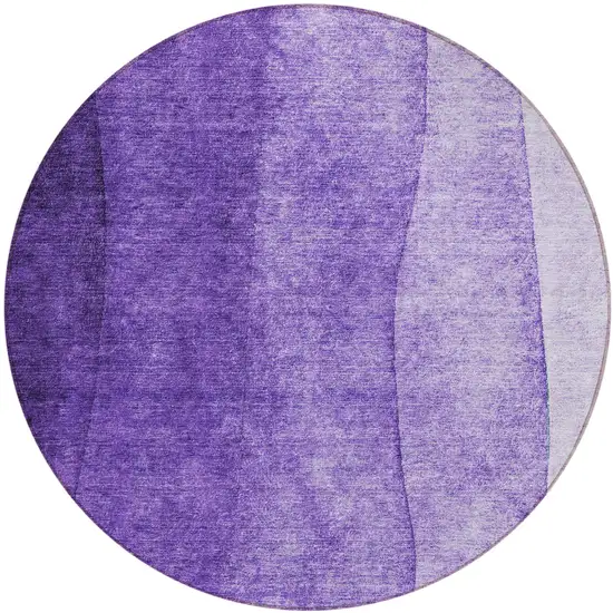 8' Purple Lilac And Lavender Round Ombre Washable Indoor Outdoor Area Rug Photo 1