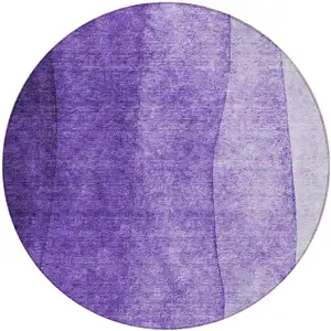 Photo of 8' Purple Lilac And Lavender Round Ombre Washable Indoor Outdoor Area Rug