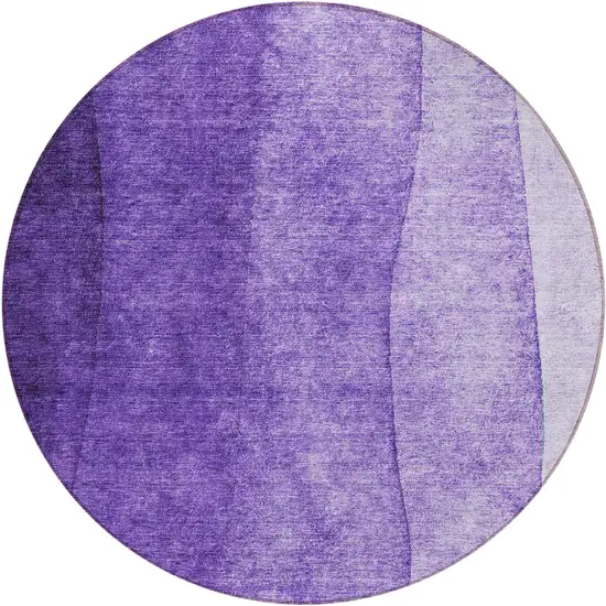 8' Purple Lilac And Lavender Round Ombre Washable Indoor Outdoor Area Rug Photo 1