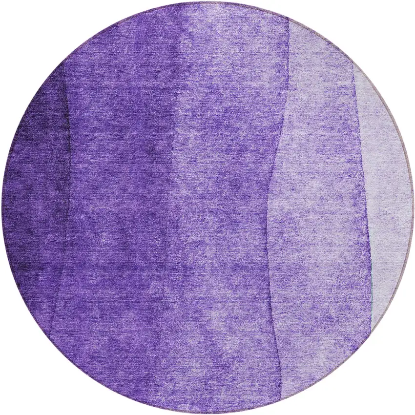 8' Purple Lilac And Lavender Round Ombre Washable Indoor Outdoor Area Rug Photo 1