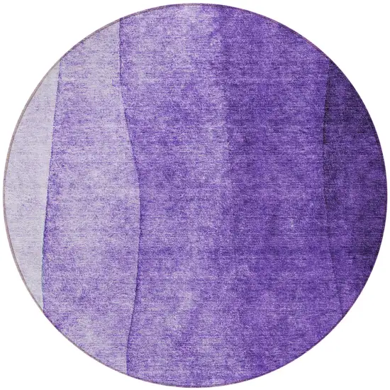 8' Purple Lilac And Lavender Round Ombre Washable Indoor Outdoor Area Rug Photo 4