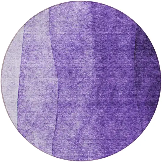 8' Purple Lilac And Lavender Round Ombre Washable Indoor Outdoor Area Rug Photo 4