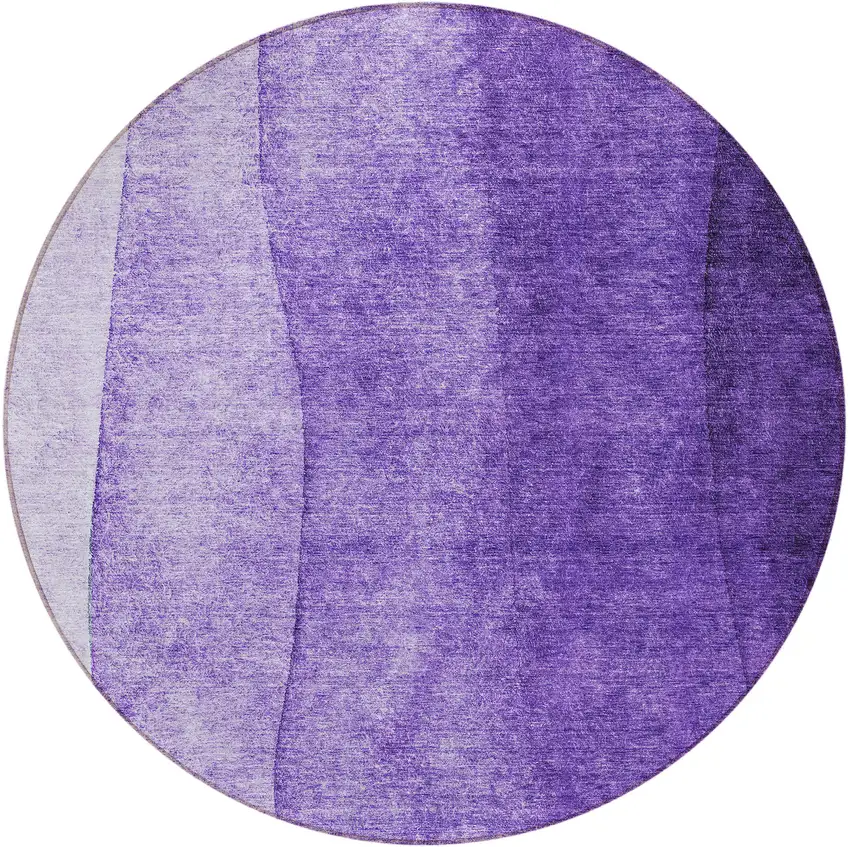 8' Purple Lilac And Lavender Round Ombre Washable Indoor Outdoor Area Rug Photo 4