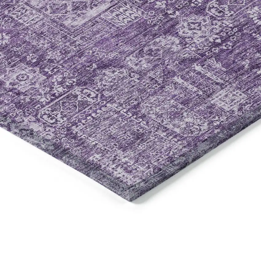 8' Purple Lilac And Lavender Round Oriental Washable Indoor Outdoor Area Rug Photo 3