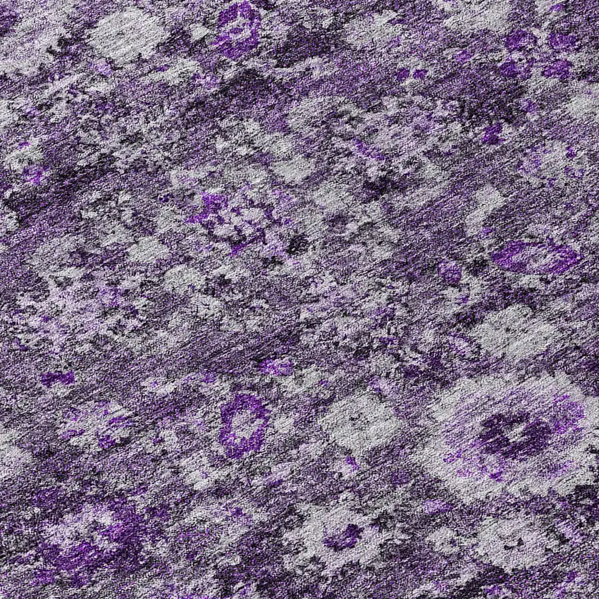 8' Purple Lilac And Lavender Round Oriental Washable Indoor Outdoor Area Rug Photo 8