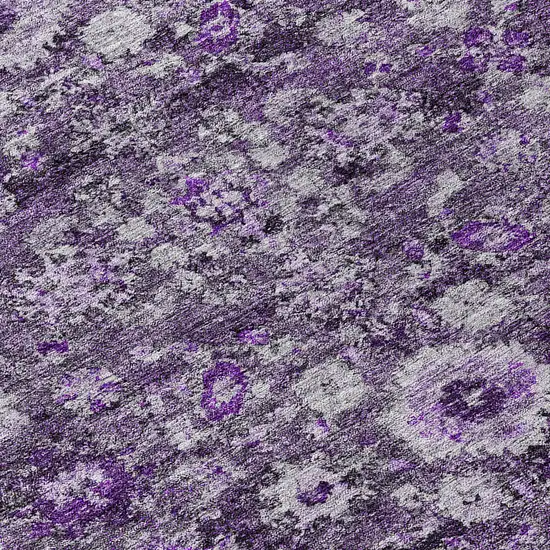 8' Purple Lilac And Lavender Round Oriental Washable Indoor Outdoor Area Rug Photo 8