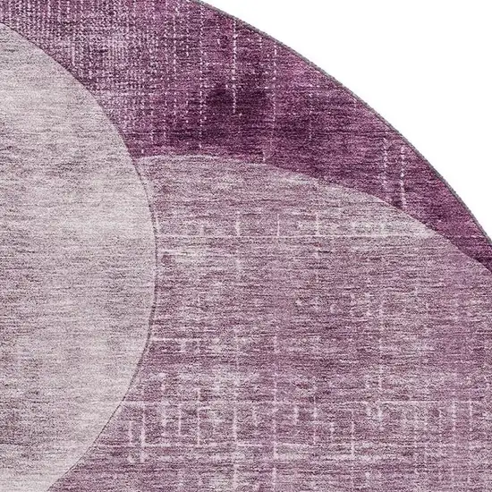 8' Purple Lilac And Mauve Geometric Washable Round Rug With UV Protection Photo 2