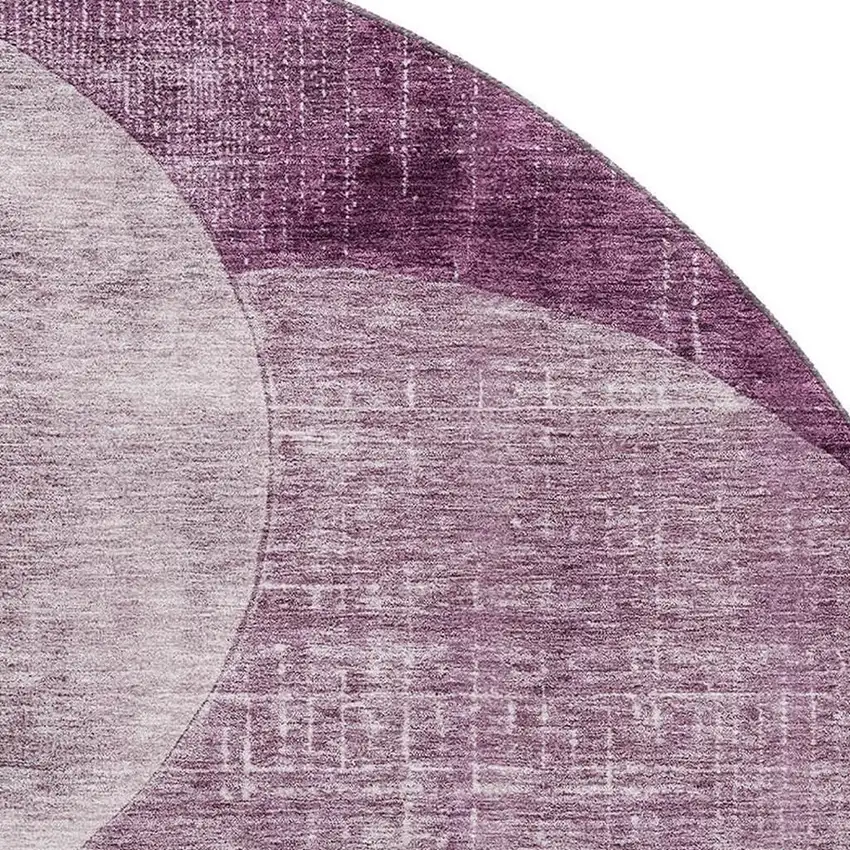 8' Purple Lilac And Mauve Geometric Washable Round Rug With UV Protection Photo 2