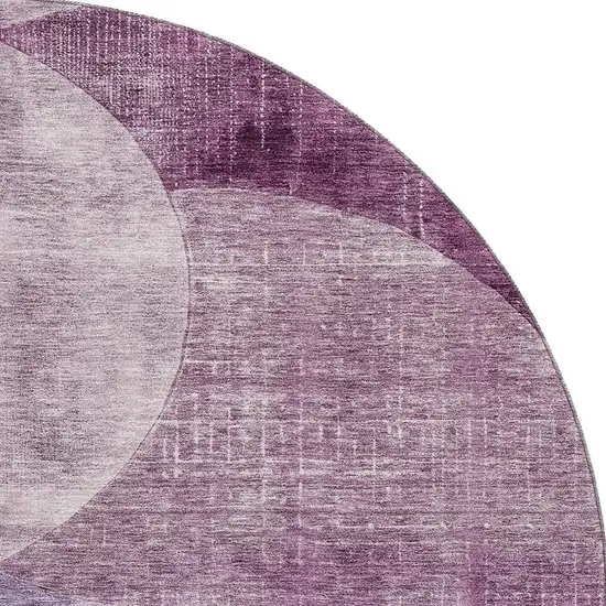 8' Purple Lilac And Mauve Geometric Washable Round Rug With UV Protection Photo 3