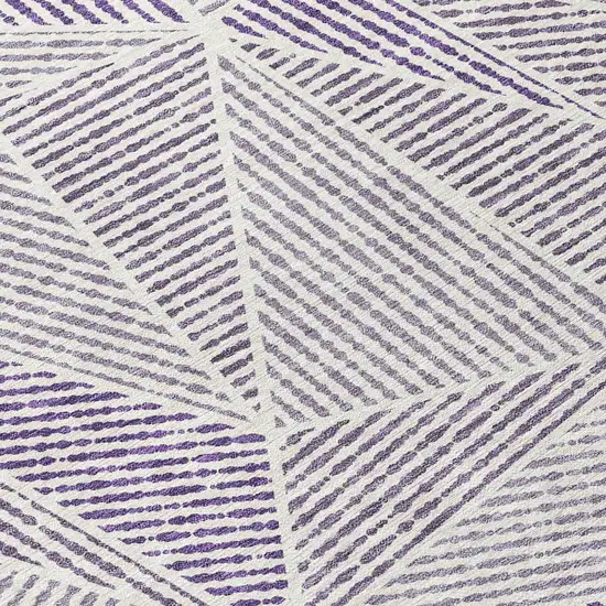 8' Purple Lilac And Silver Round Geometric Washable Indoor Outdoor Area Rug Photo 7