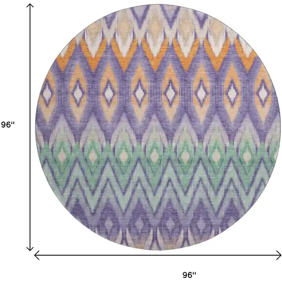 8' Purple Mint Green And Beige Southwestern Washable Round Rug With UV Protection Photo 3