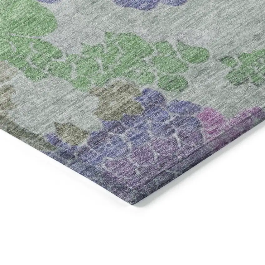 8' Purple Olive Green And Gray Round Geometric Washable Indoor Outdoor Area Rug Photo 7