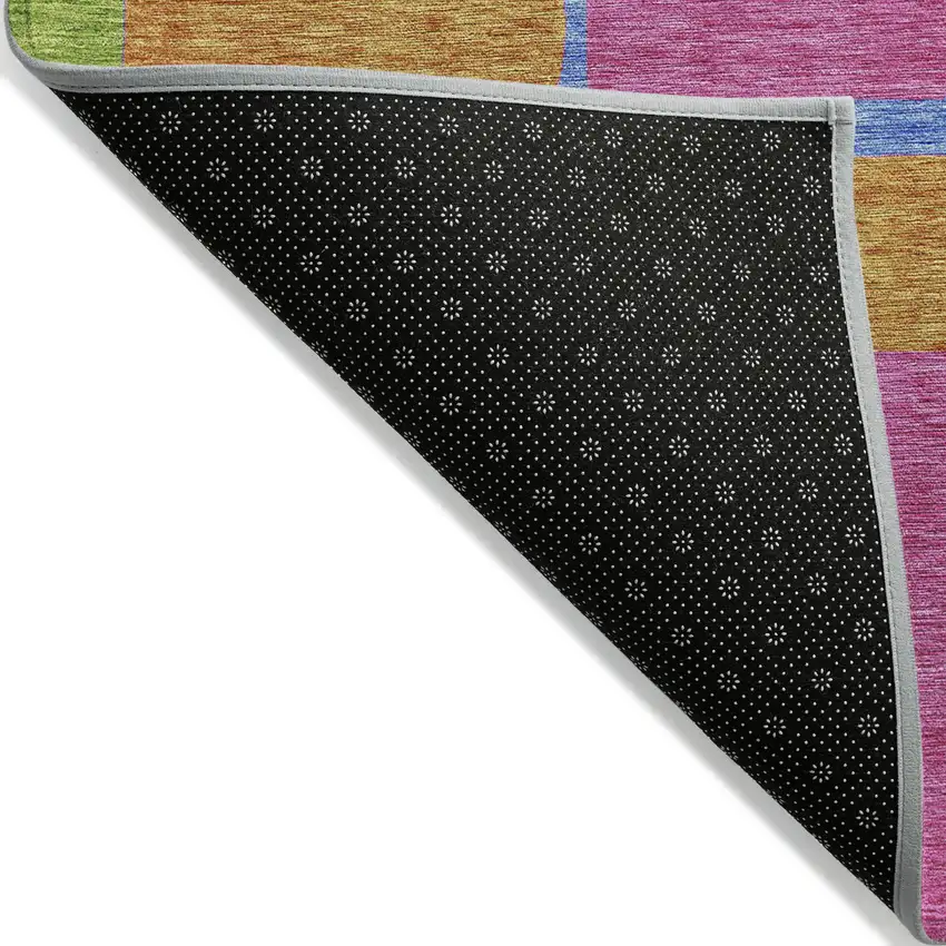 8' Purple Pink And Blue Round Abstract Washable Indoor Outdoor Area Rug Photo 3