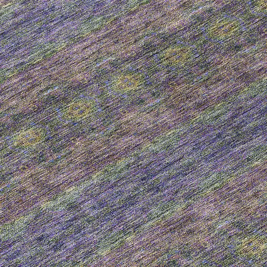 8' Purple Plum And Gold Round Floral Medallion Washable Indoor Outdoor Area Rug Photo 4