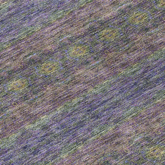 8' Purple Plum And Gold Round Floral Medallion Washable Indoor Outdoor Area Rug Photo 4