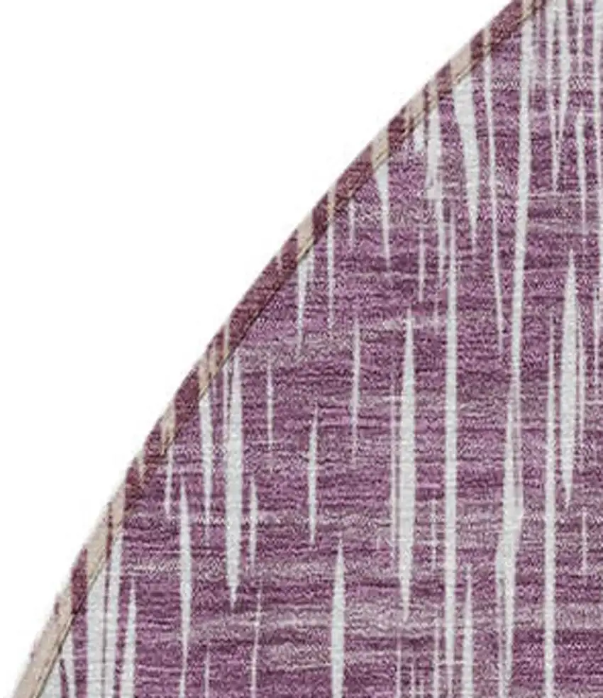 8' Purple Plum And Ivory Round Ikat Washable Indoor Outdoor Area Rug Photo 4
