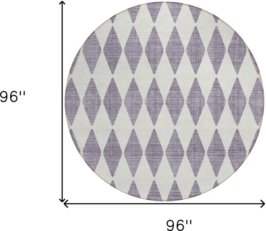 8' Purple Round Geometric Washable Indoor Outdoor Area Rug Photo 3