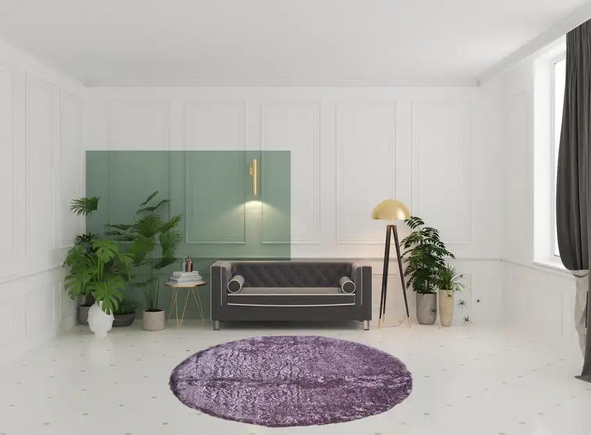 8' Purple Round Shag Tufted Handmade Area Rug Photo 2