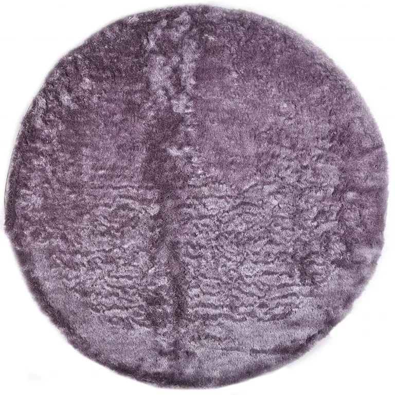8' Purple Round Shag Tufted Handmade Area Rug Photo 1